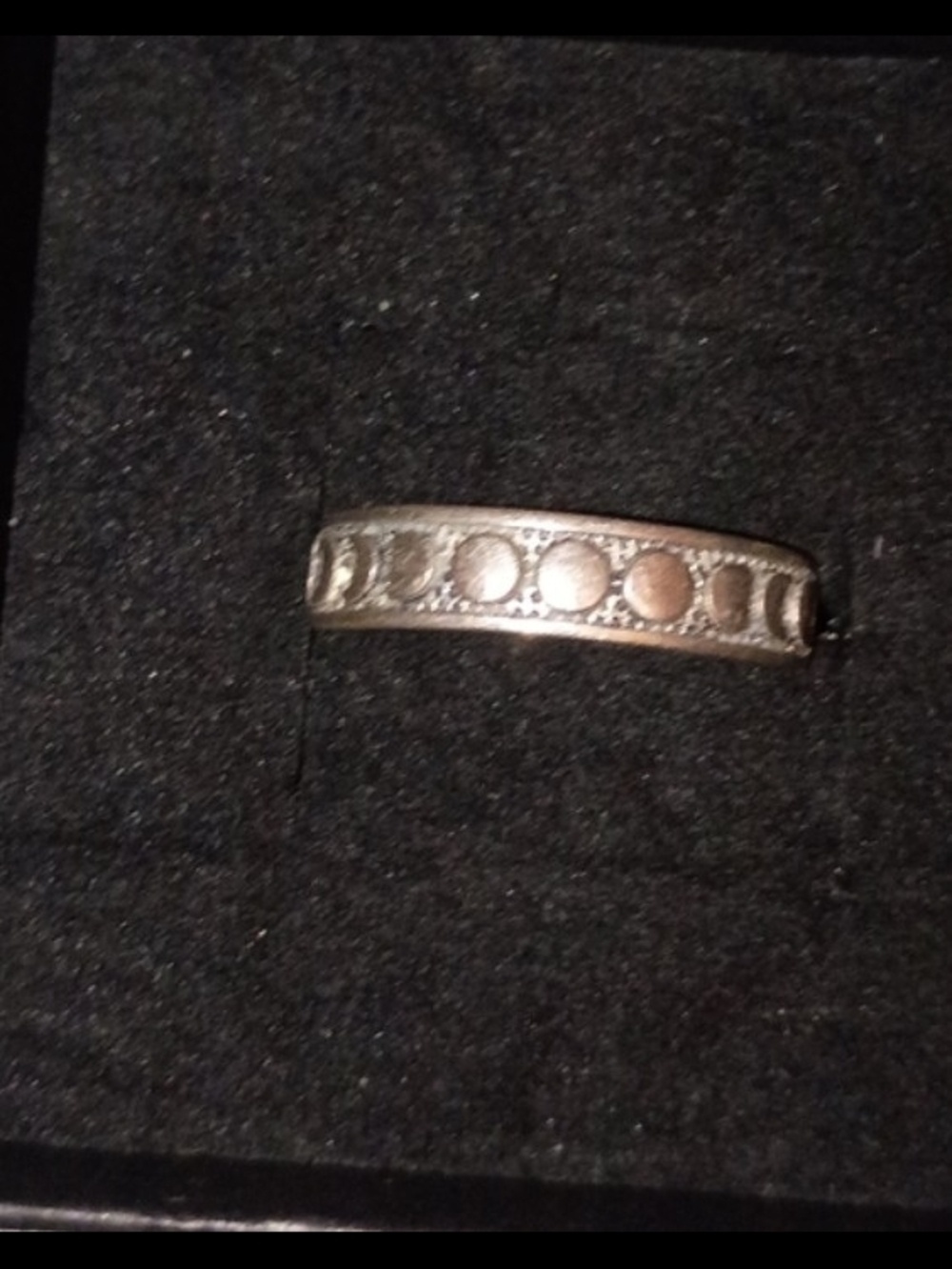 Vintage Silver Moon Pattern Band Ring